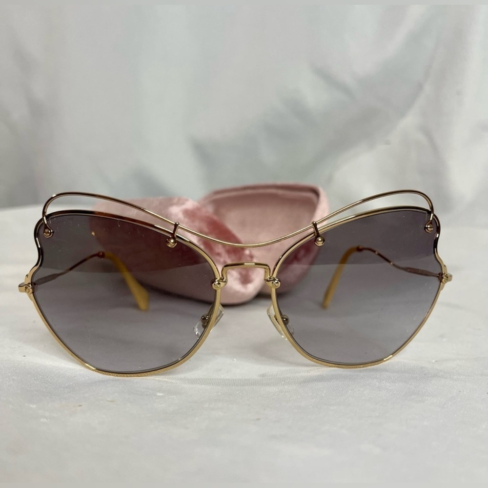 Miu Miu | womens retro pink & yellow sunglassses/aviators & case (SMU56R)